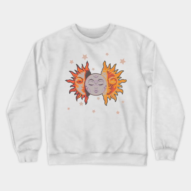 Star child of the moon and sun (white bg, matte 2 version) Crewneck Sweatshirt by VantaTheArtist